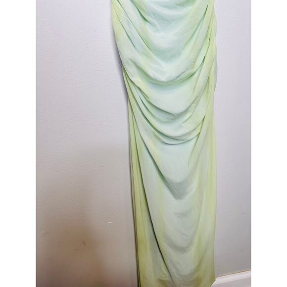 SIGNIFICANT OTHER Green Striped Mesh Square Neck Bodycon Verona Dress Size US 6 - Picture 9 of 14